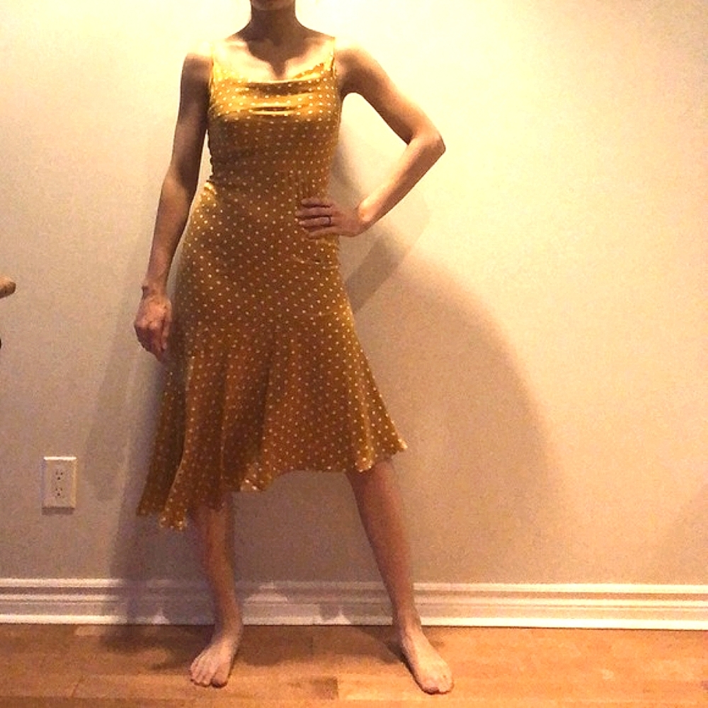 Mustard Polka-Dot slip dress